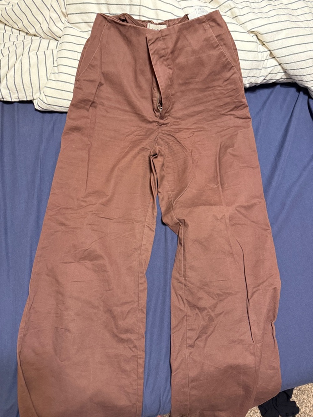Womens Abercrombie and Fitch Brown Wide-Leg Cotton Pants